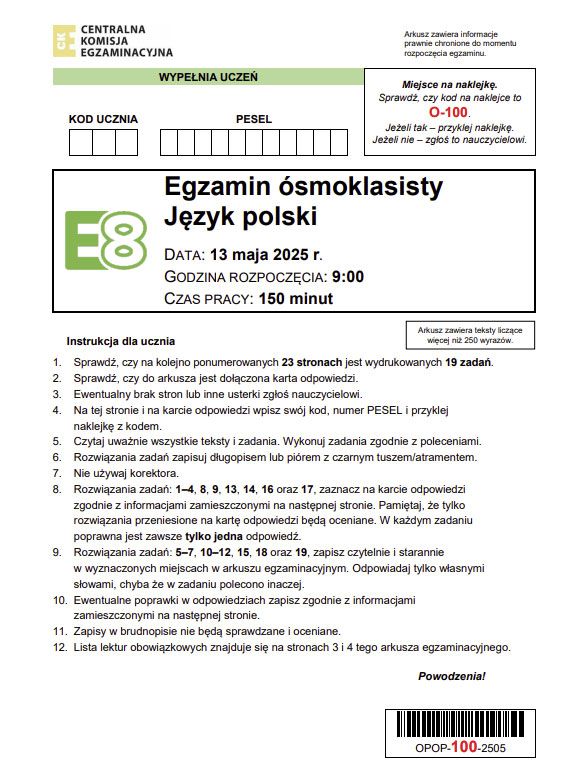 arkusz egzamin ósmoklasisty
